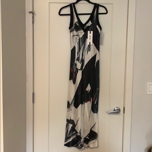 DKNY DOUBLE TRIM V WOOL SLIP DRESS - Picture 6 of 8